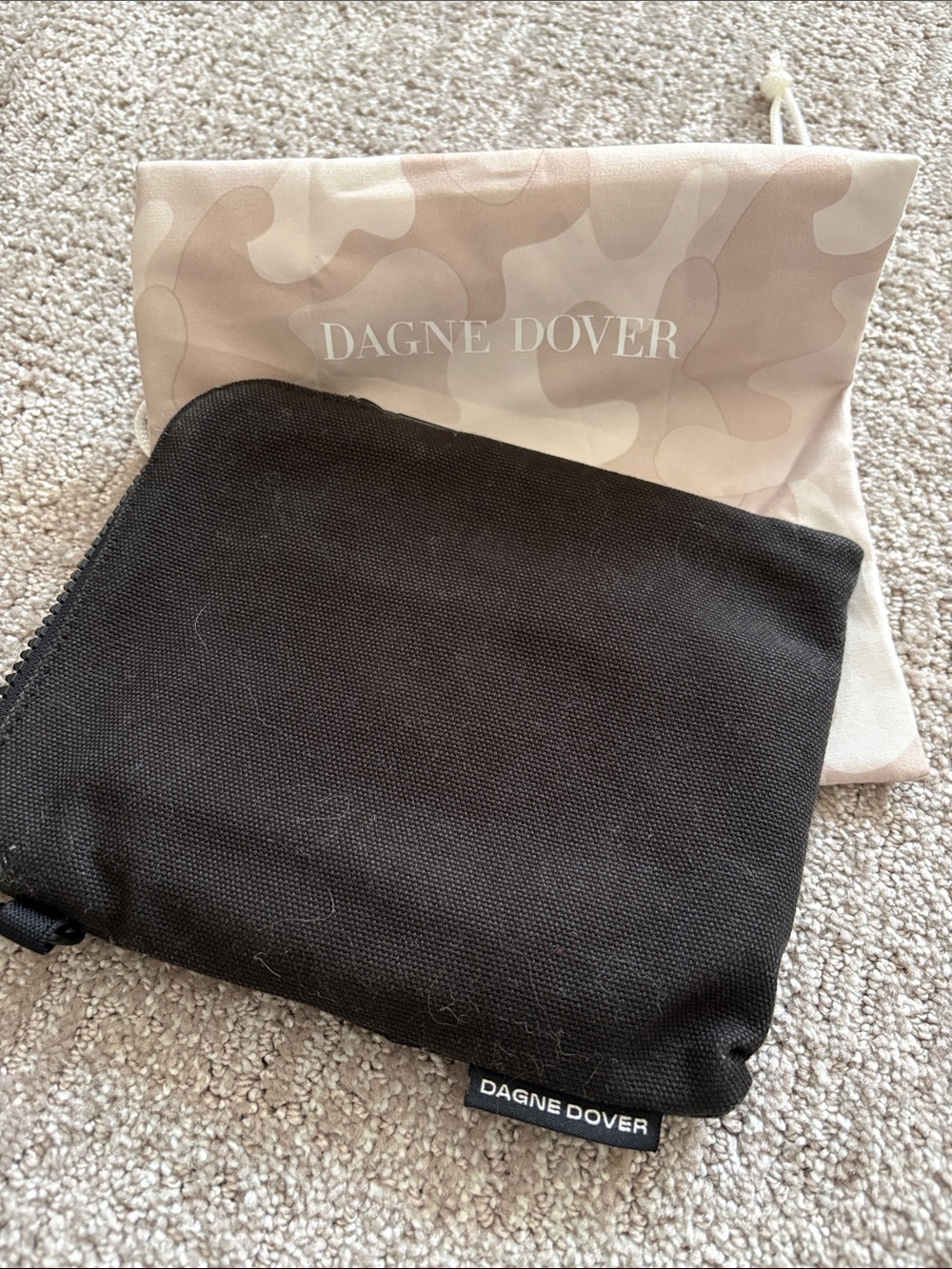 Dagne Dover Black Canvas Zip Pouch